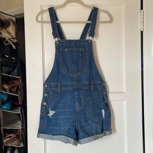 Distressed Overall Shorts (S)